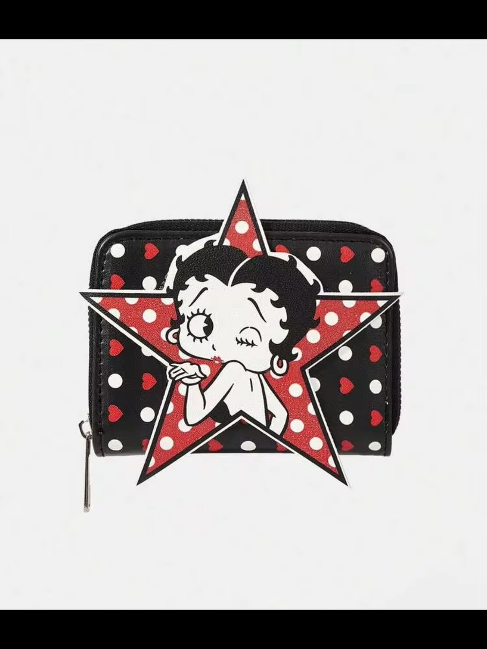 Betty Boop Black Red White Polka Dot Zip Wallet